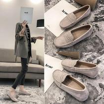 Hong Kong Inner Heightened Bean Bean Shoes Women 2023 Autumn Winter New 100 hitch genuine leather Slope heel Single shoe woman One foot pedal