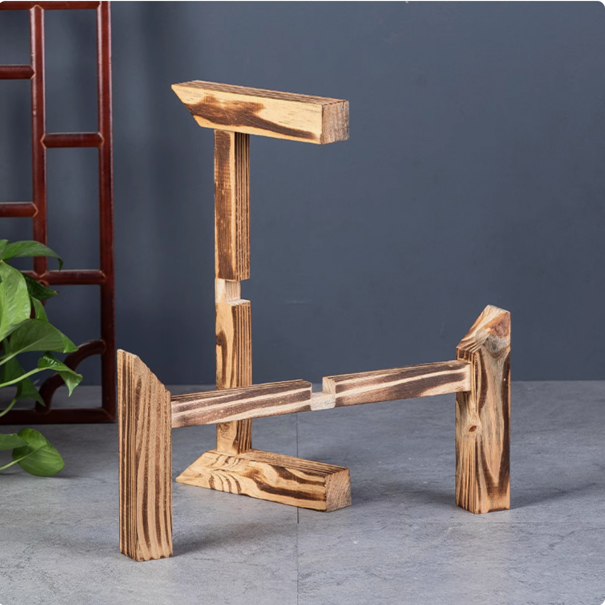 陶瓷鱼缸实木底座鱼缸装饰品十字底座圆形鱼缸底座摆件,淘宝优惠券,粉丝福利购,淘宝优惠卷