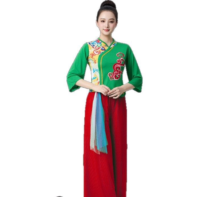 广场舞纱裙服装套装女春夏扇子舞喇叭袖民族风秧歌网新款古典演出,淘宝优惠券,粉丝福利购,淘宝优惠卷