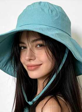 绿色户外轻机能遮阳渔夫帽男女2026夏季新款出游徒步大帽檐防晒帽