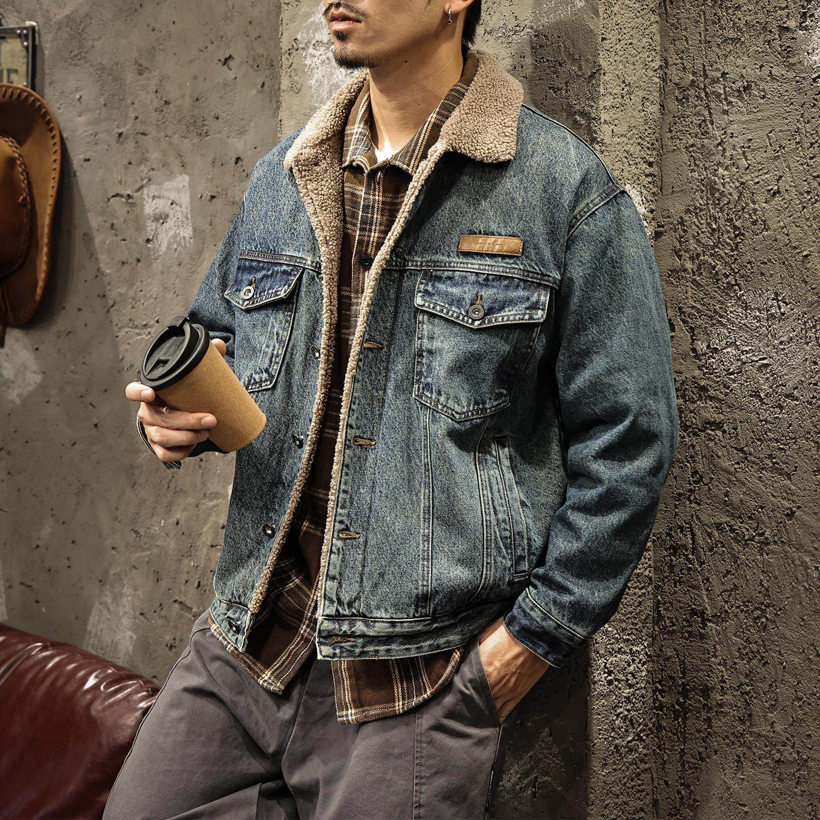 冬季羊羔绒加绒加厚保暖牛仔外套男帅气潮流棉袄美式复古潮牌夹克,淘宝优惠券,粉丝福利购,淘宝优惠卷