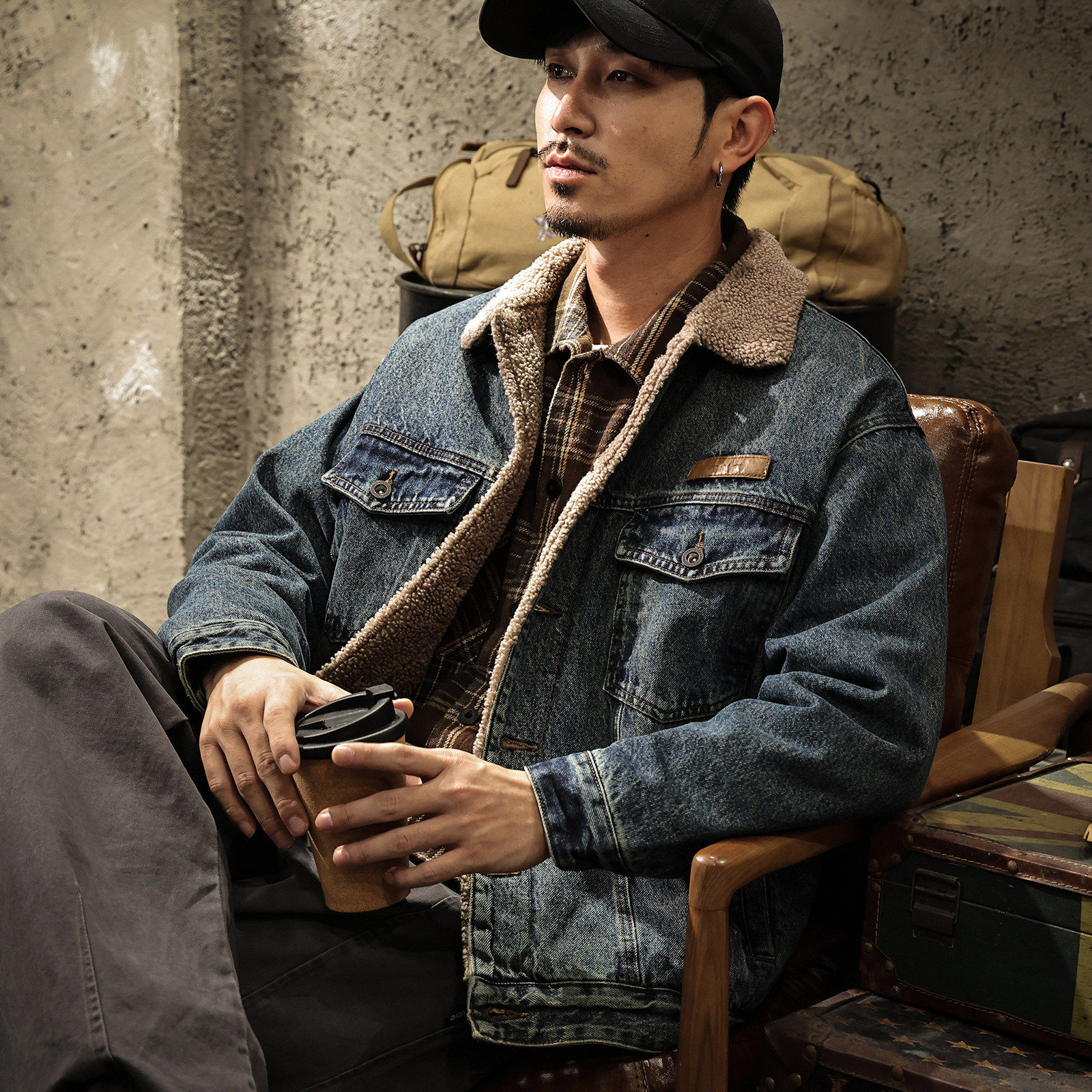 冬季羊羔绒加绒加厚保暖牛仔外套男帅气潮流棉袄美式复古潮牌夹克,淘宝优惠券,粉丝福利购,淘宝优惠卷