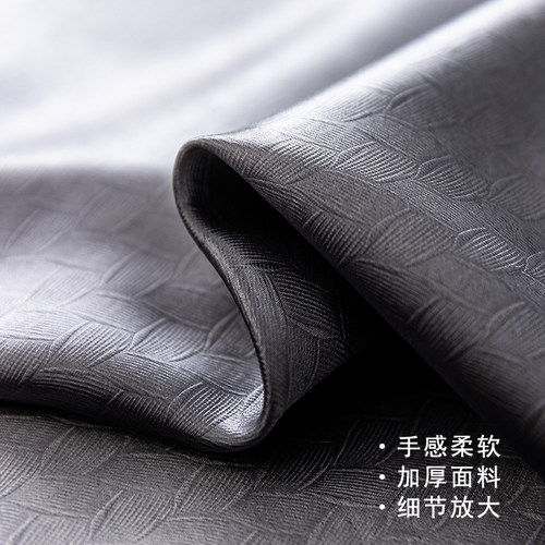 加厚遮光窗帘纯色电雕面料简约现代卧室成品打孔小飘窗隔热防晒布 - 图2