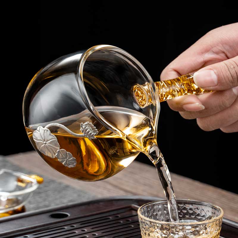 金芝达侧把公道杯手工玻璃公杯日式耐热分茶器茶海分茶杯茶漏套装 - 图2