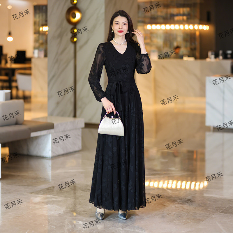 2025年新款春秋冬优雅气质大摆连衣裙收腰显瘦长裙雪纺裙沙滩裙子,淘宝优惠券,粉丝福利购,淘宝优惠卷