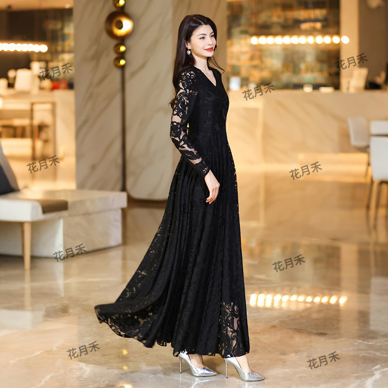 2025年秋冬新款长袖剪花连衣裙收腰显瘦妈妈款小个子长裙雪纺裙,淘宝优惠券,粉丝福利购,淘宝优惠卷