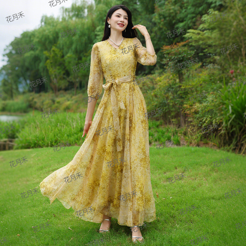 2025年新款春秋冬优雅连衣裙聚会舞会收腰显瘦长裙雪纺裙沙滩裙子,淘宝优惠券,粉丝福利购,淘宝优惠卷