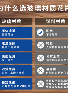 大号宽口透明玻璃花瓶径