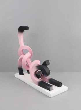 现代简约卡通抽象动物猫咪公仔摆件客厅卧室儿童房玄关家居装饰品