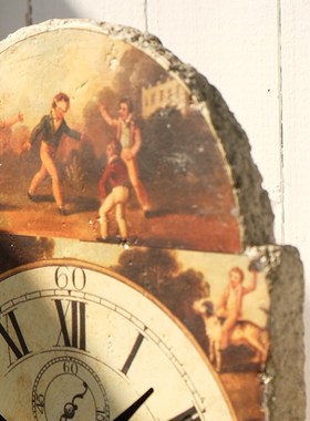 美式欧美复古做旧怀旧图案座钟x 石膏样式座钟静音钟 桌面时钟摆