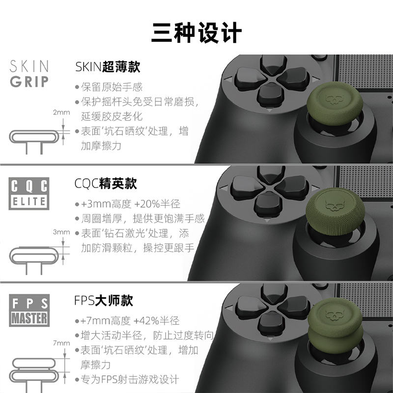 Skull& Co. PS5/PS4/NS Pro手柄摇杆帽防滑FPS/TPS吃鸡神器-图0