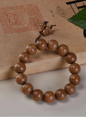 六道木老料手串素串爆纹降龙木九道木 文玩木质108颗佛珠念珠H50