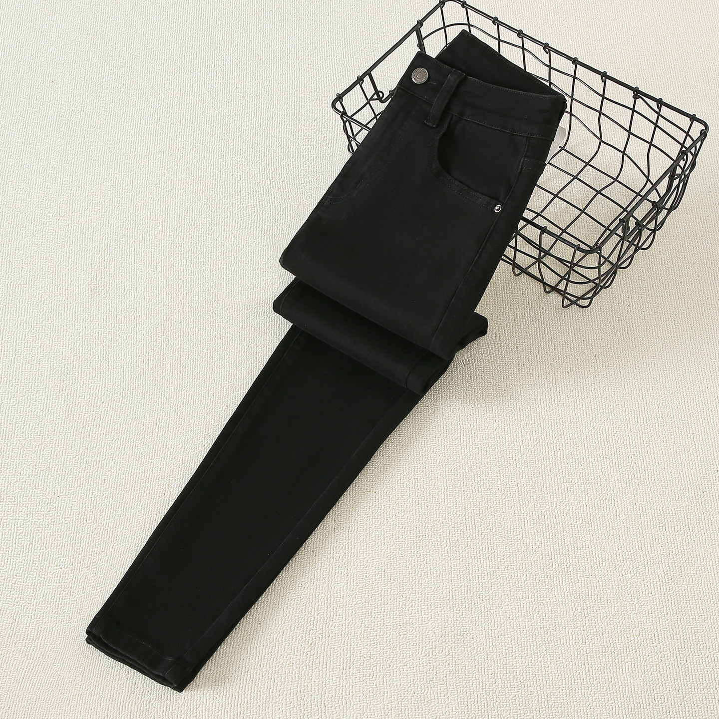 拉夏贝尔黑色小脚牛仔裤女2025秋冬加绒高腰修身显瘦紧身铅笔裤子,淘宝优惠券,粉丝福利购,淘宝优惠卷