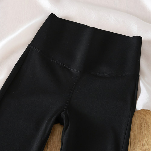 拉夏贝尔黑色高腰鲨鱼裤喇叭裤女2026春秋新款弹力提臀显瘦瑜伽裤 - 图2