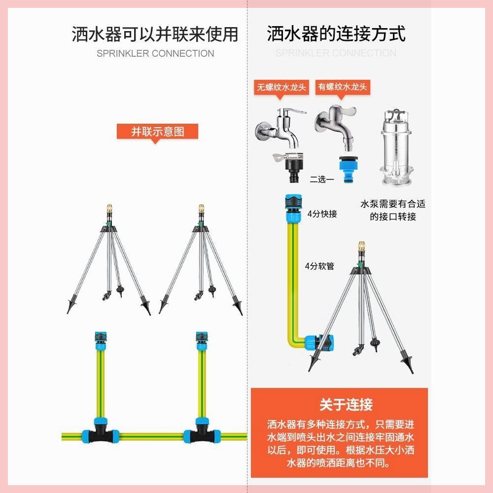 喷头喷农用浇水浇360度水器菜洒浇灌神器草坪绿化喷淋水地园艺浇 - 图0