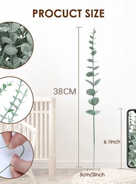10pc 38CM Artificial Plants Eucalyptus Leaves Green Leaf Bra