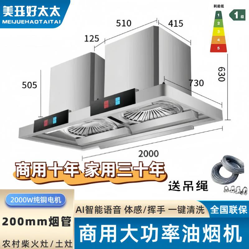 正品大功率吸油烟机农村土灶柴火灶厨房用商用食堂抽油烟机双吸式-图0