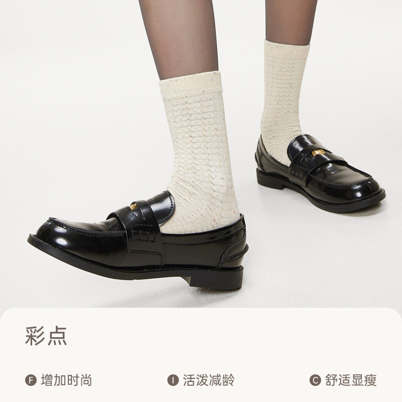 灰色袜子女中筒春秋款防臭吸汗透气长筒棉袜秋冬季搭配乐福鞋黑白,淘宝优惠券,粉丝福利购,淘宝优惠卷