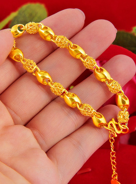 越南沙金创意镂空玲珑手链黄金情侣转运珠女款手链闺蜜礼物