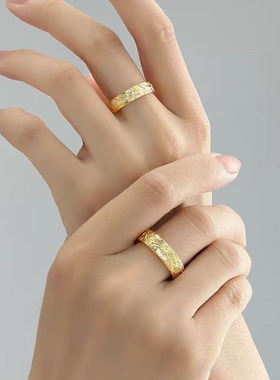 莲语莲花越南沙金戒指黄金古法女款气质百搭开口指环同款锡金手饰