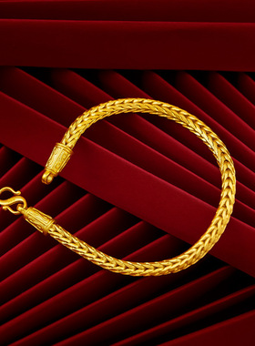 沙金蛇骨沙金手链首饰同款越南沙金龙骨锡金手链镀黄金