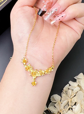 越南沙金轻奢幸福花朵项链女百搭精致时尚气质高级感流苏