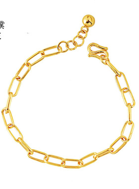 越南沙金手链几何链圆球铃铛黄金手环实心圆圈百搭素链女送礼