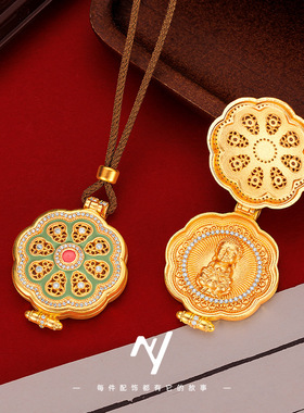 古法越南沙金珐琅彩点钻八福葫芦可嘎乌盒吊坠福禄守护神毛衣链女