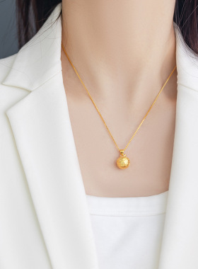 古法小苹果吊坠吉言锡金项链小众甜美简约设计古法越南沙金项坠