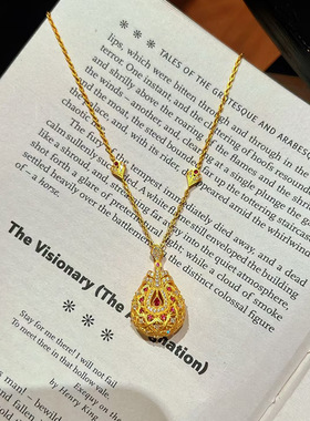 金店同款越南沙金唐彩水滴吊坠贵气琵琶乐宴耳坠女款中国风锁骨链