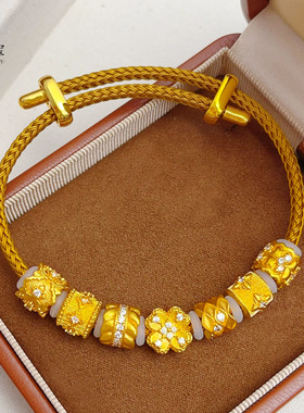 同款越南沙金点钻四叶心语路路通手链桃花四叶草如意手串女送礼物