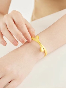 沙金开口大蝴蝶结手镯女款气质镀金首饰网红同款源锡金