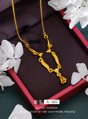 梦幻铃幸福铃兰花套链女士项链新中式越南沙金一体链套链新款链