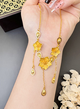 古法传承三生三世越南沙金桃花项链流苏黄金电镀金首饰品配饰