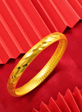 古法心经手环 沙金女款金版闭口心经流星雨满天星龙凤手镯