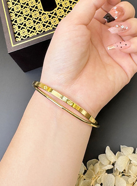 越南沙金新品简约双环闭口手镯素圈手环女轻奢高级感小众饰品配饰