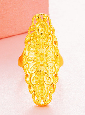 越南沙金开口女士羽翼黄金戒指金凤尾沙金女戒锡金手饰