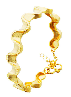 爆款镀金手镯磨沙女手环双线环爱交织水波纹手饰女