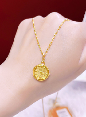 轻奢时钟吊坠手表越南沙金项链女款配饰表盘指针520锡金网红同款