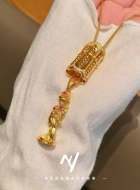 金店款轻奢设计感算盘珠越南沙金笼中雀吊坠精致时尚仿真黄金项链
