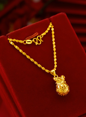 饰品幸运钱袋项链镀黄金项链足金颈饰锡金沙金项链女富贵福袋吊坠