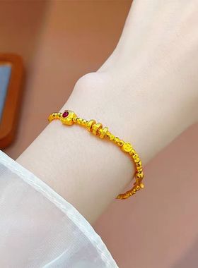 金店同款越南沙金小金鱼爆闪蹦迪珠手链盘缠珠手链饰品送女友礼物