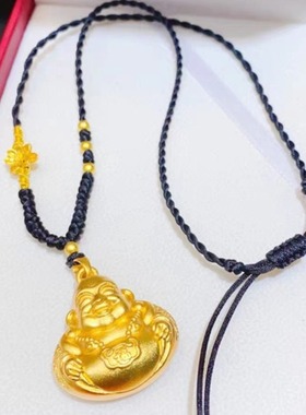 弥勒佛吊坠越南沙金本命佛公项坠黄金笑面佛挂坠锡金首饰