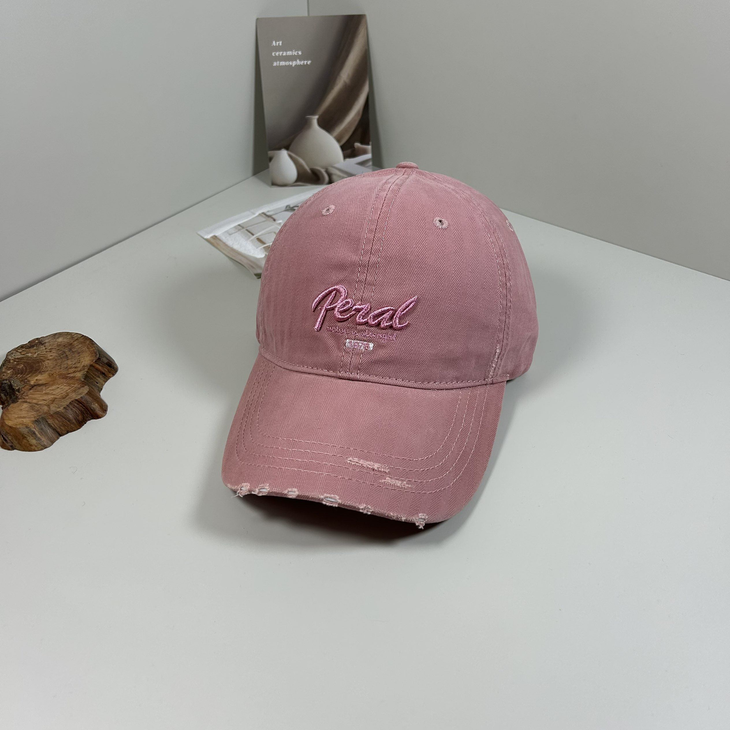 Peral美式复古刺绣字母棒球帽男女百搭破洞鸭舌帽显脸小前进帽潮,淘宝优惠券,粉丝福利购,淘宝优惠卷