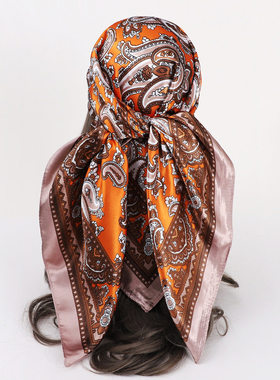Fashionable 90 square scarves with cashew print for women