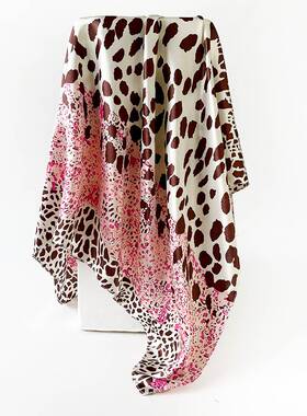 blocked 90cm polyester square scarf 豹纹拼色90cm色丁方巾
