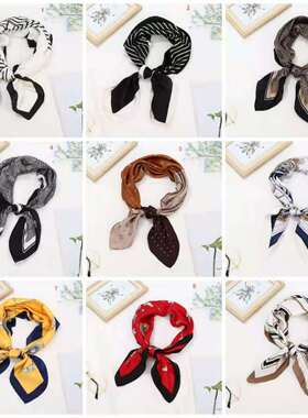 Silk imitation scarf 70cm retro cashew 围巾方巾仿真丝70cm