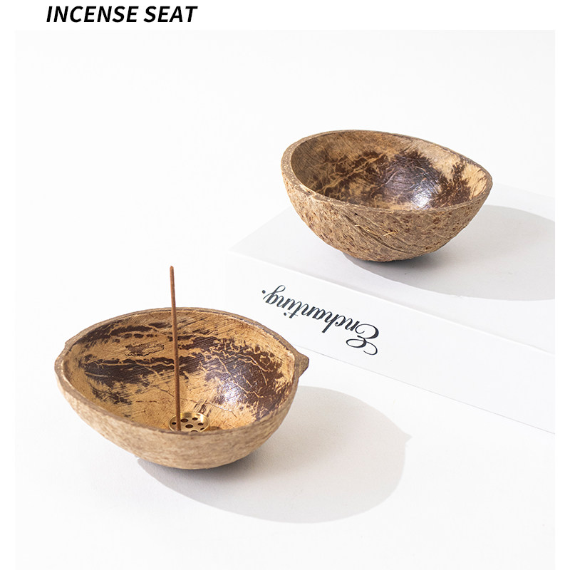 天然椰子壳线香底座小众创意家用客厅装饰品摆件熏香香托香插香盘,淘宝优惠券,粉丝福利购,淘宝优惠卷