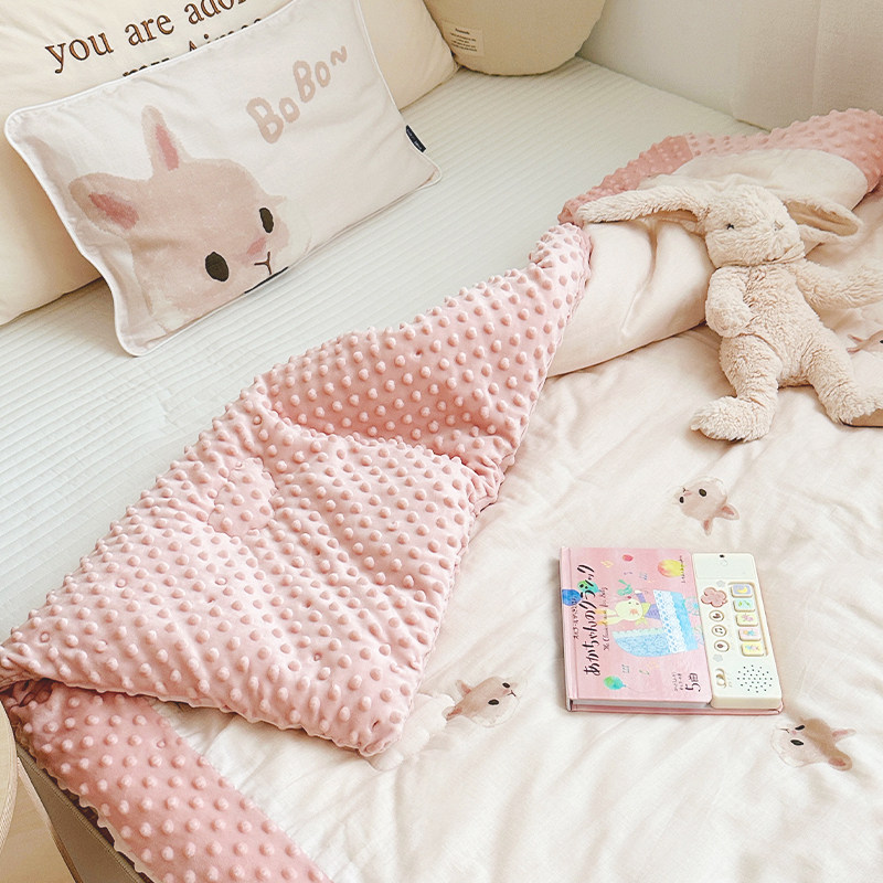 纱布豆豆毯婴儿毛毯春秋加厚冬季儿童毯子幼儿园四季宝宝盖小被子