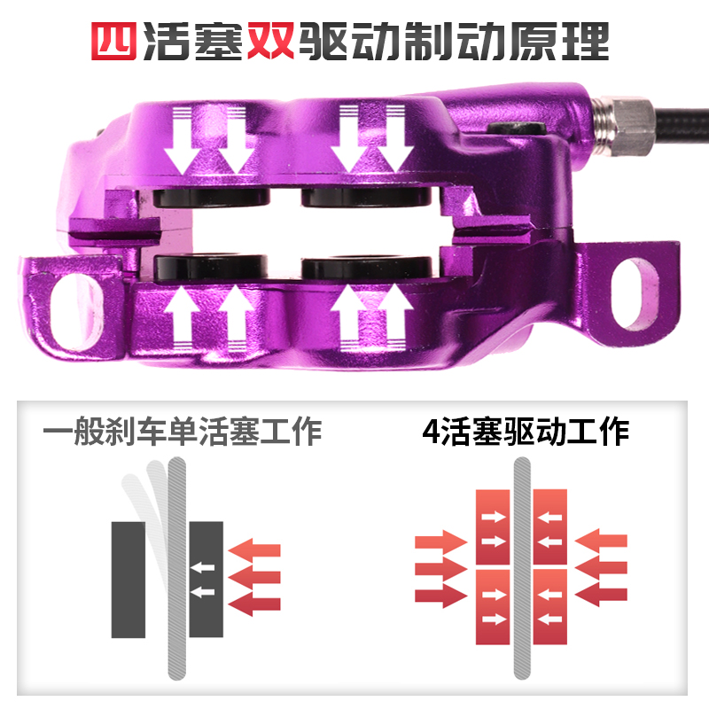 BLOOKE山地车自行车四活塞油刹油碟 单车油压碟刹器刹车套件通用 - 图0